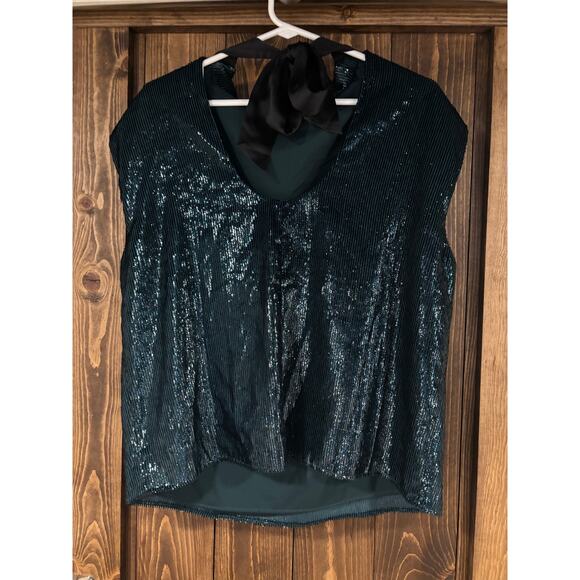 Amanda Uprichard Middleton Top Silk Velvet Shimmer Tie-back Size Large - Picture 4 of 11